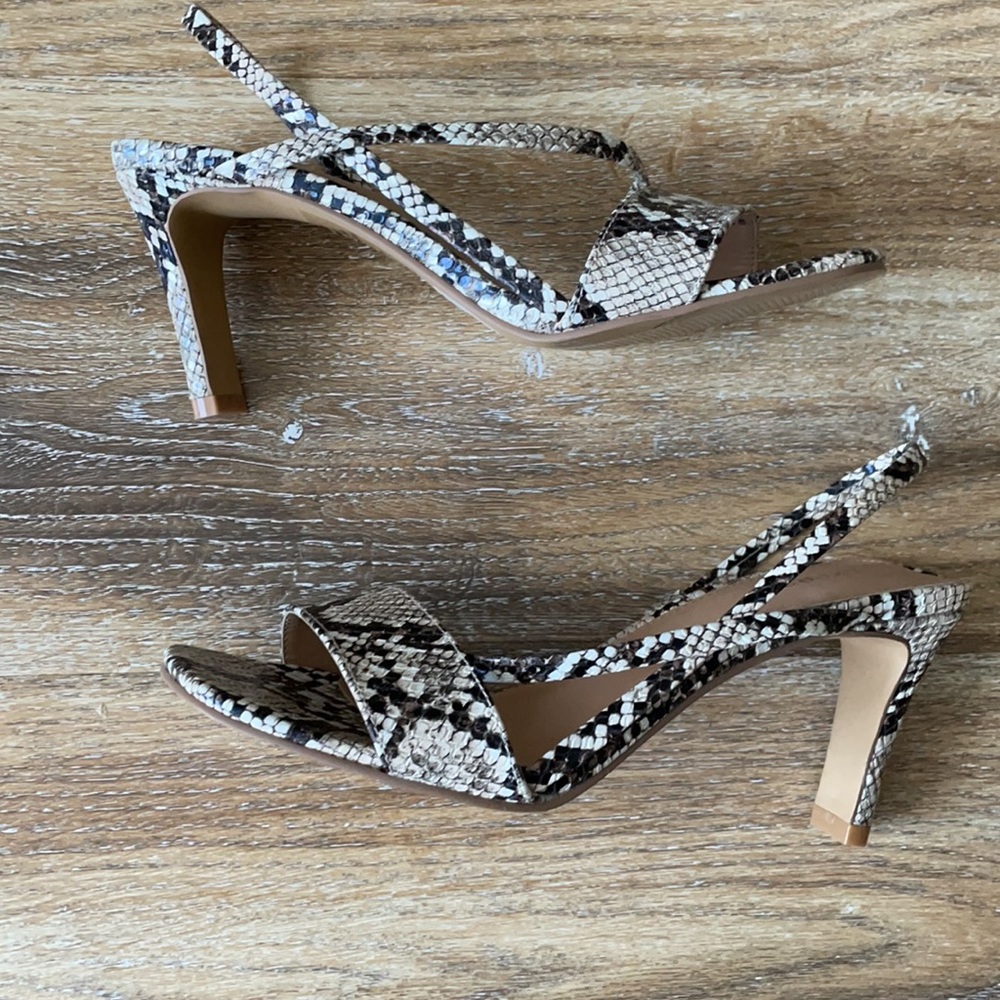 Express Snakeskin Square Toe Slingback Heels - image 6